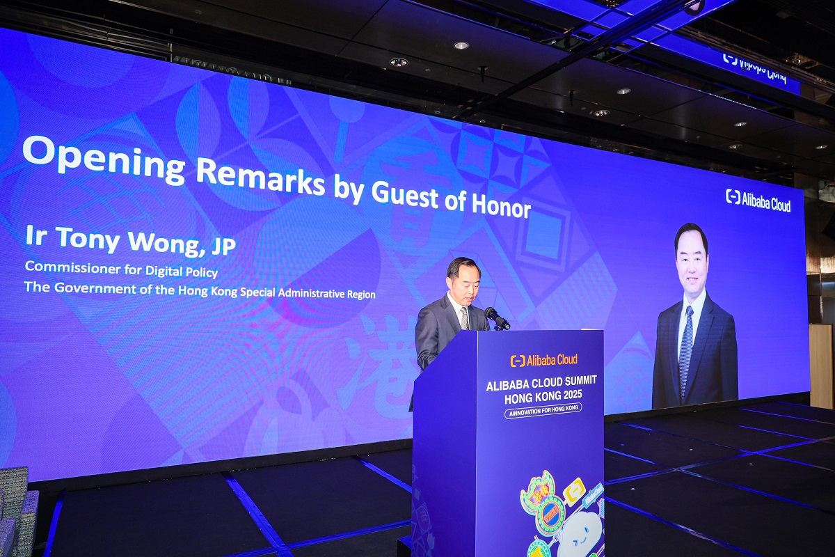 Ir Tony Wong, Commissioner for Digital Policy, delivered opening remarks at the “Alibaba Cloud Summit Hong Kong 2025”.