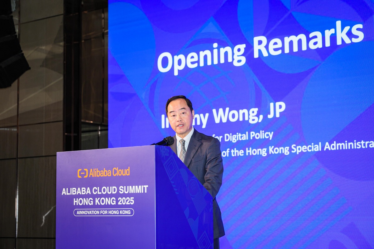 Ir Tony Wong, Commissioner for Digital Policy, delivered opening remarks at the “Alibaba Cloud Summit Hong Kong 2025”.
