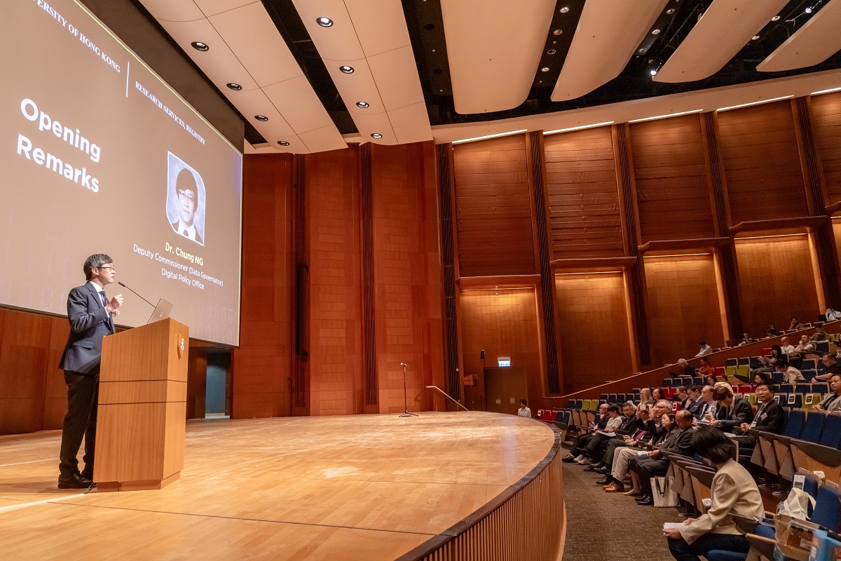 The Deputy Commissioner (Data Governance), Dr Ng Ping Chung, delivered opening remarks at the “Research Integrity in the GenAI Era Symposium”.