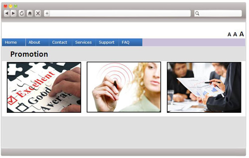 A webpage sample containing a promotion with an auto rotating element.