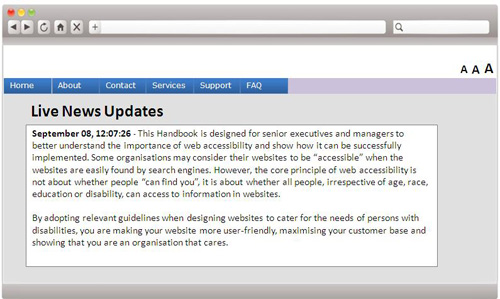 A webpage sample containing live news updates. A webpage sample containing live news updates.
