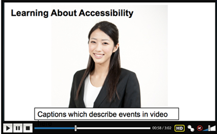 A webpage sample containing a video recording without a text transcript and description.