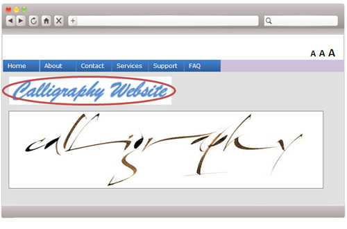 A webpage sample with a heading in image format