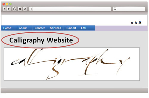 A webpage sample with a heading in text format.