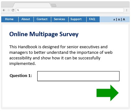 A web form sample with an arrow pointing to the right.