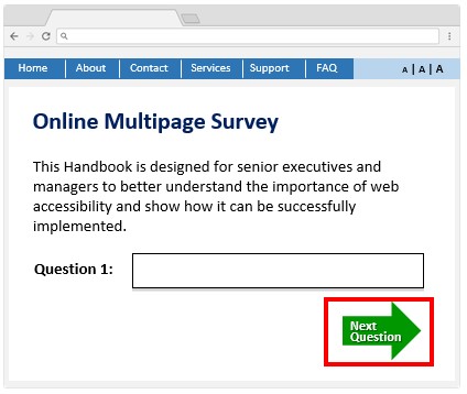 A web form sample with instructional text has been added, and the arrow is now labelled as 'Next'