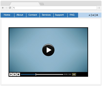 A webpage sample containing a video, accompanied by text saying that it will start in five seconds.
