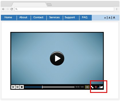 A webpage sample containing a 'Turn off sound' link at the beginning of the webpage. 