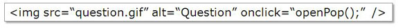 A line of HTML code containing a JavaScript onClick function.