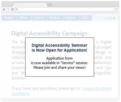 A webpage sample with a layer overlapping the main content, and no discernable way to dismiss it.