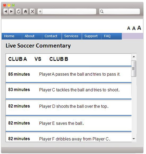 A webpage sample containing an information ticker.