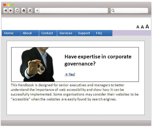 A webpage sample containing a link that simply says 'Yes!'.