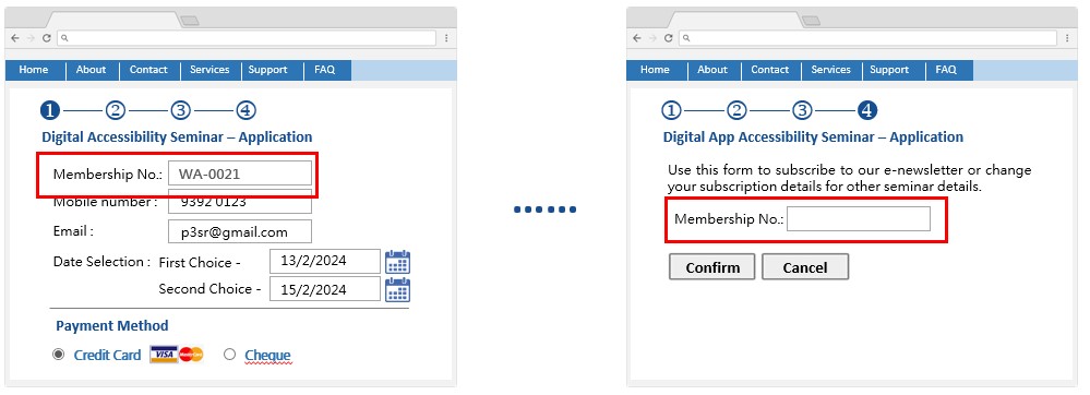 A e-form keep asking same data in different step.