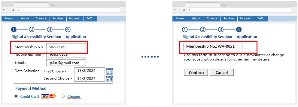 Same information has only input once and auto-complete by system.