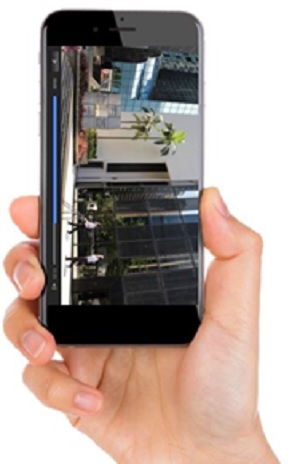 A video playing on a mobile device held in portrait orientation but the video is displayed in landscape orientation.