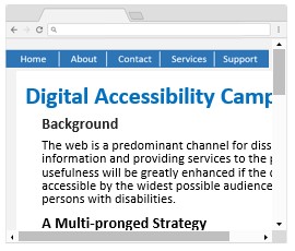 A webpage sample with content exceeding the width of the browser such that user has to scroll both horizontally and vertically to view the whole content.