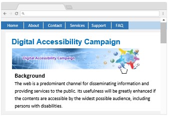 A webpage sample with a mega menu disappeared.