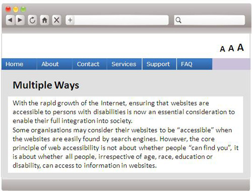A webpage sample with only one way to access the content.