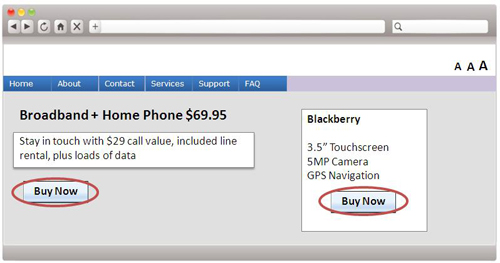 A webpage sample containing two buttons for the same function with same label descriptions.