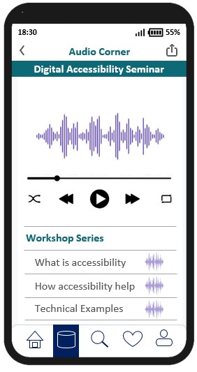 A sample mobile application page playing an audio.