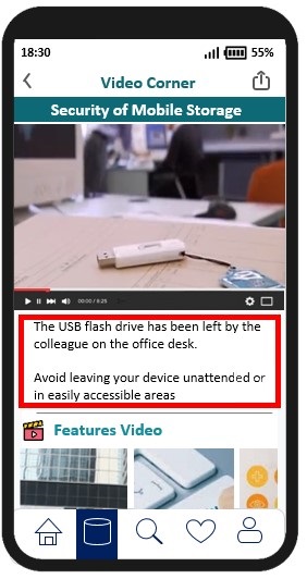 A sample mobile application page showing a video with additional text description.
