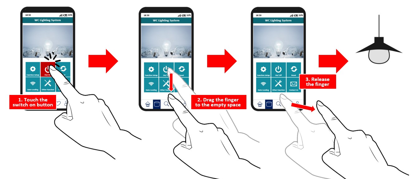 Allow user to cancel the action by dragging the finger out of the button area and lift the finger