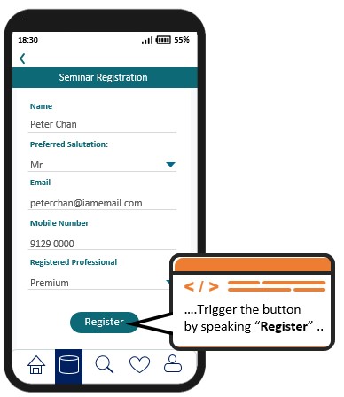 The programmatic names are exactly the same as the visual text labels of the buttons.