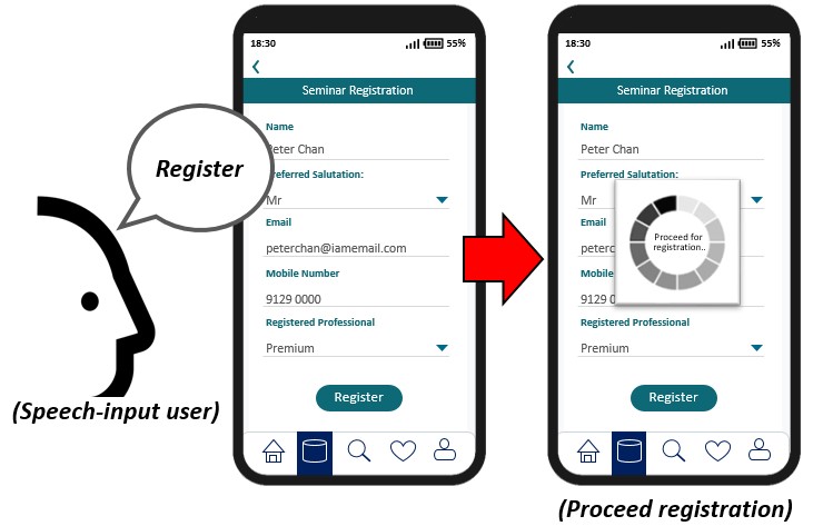 The speech-input user can activate the control by speaking the visual text label.