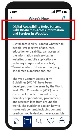 A sample mobile application page with a long heading.