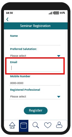 A sample mobile application page with an input form, in which a visible cursor indicating the current position in the form.