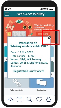 Provide a close button to close the popover