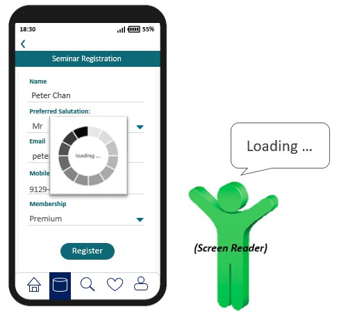 Screen reading software can read the "Loading" message.