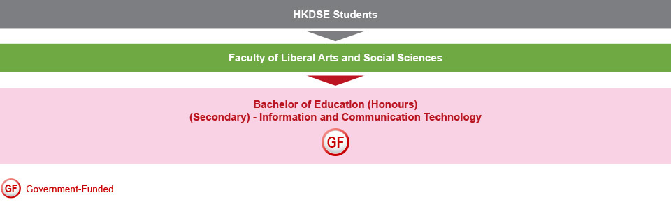 HKDSE students who are interested in studying IT-related programmes will be admitted to the Faculty of Liberal Arts and Social Sciences. They can study the Bachelor of Education (Honours) (Secondary) – Information and Communication Technology (government-funded) in the Department of Mathematics and Information Technology