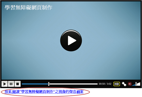 这个网页范例为直播的音频资讯提供了讲稿连结。