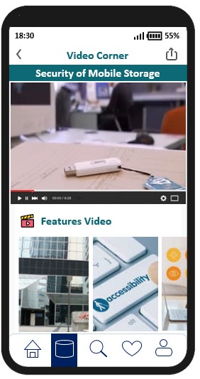 这个流动应用程式页面范例的图片显示一个没有配上字幕的视像档案。