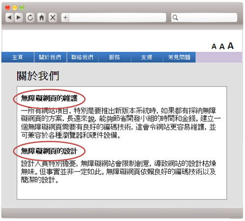 這個網頁範例載有章節標題。