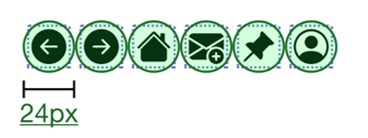 按鈕之間提供24 x 24 CSS 像素的足夠空間
